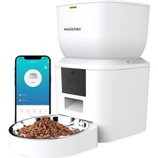 Esranın Dünyası Haustier QQ023 Akıllı Kedi Köpek Mama Kabı, Tuya App-Wifi Uzaktan Kontrol, 4lt Hazne, Metal Kase (Beyaz)