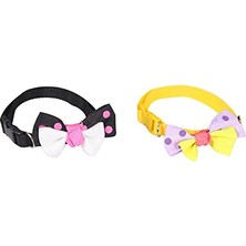 Esranın Dünyası Papyonlu Kedi ve Köpek Boyun Tasması 2 Adet, Çok Renkli (Siyah ve Sarı), 34 Cm, Padded
