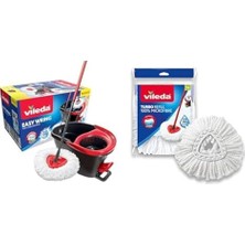 Esranın Dünyası Vileda Turbo Pedallı Temizlik Seti, Siyah+Vileda Turbo&easy Wring Yedek Paspas