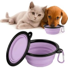 Esranın Dünyası Kanji Katlanabilir Silikon Mama ve Su Kabı – 350 ml - Lile, Askı Aparatlı, Taşınabilir, Katlanabilir Pet Mama Kabı – Kedi ve Köpekler Için Seyahat Dostu Mama Kasesi
