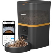 Esranın Dünyası Haustier QQ009 Gece Görüşlü 1080P Fhd Kameralı, Akıllı Otomatik Kedi Mama Kabı, Tuya App-Wifi Uzaktan Kontrol, Sesle Çağırma, 2.4ghz-5ghz, 6lt Hazne, Metal Kase (Siyah)
