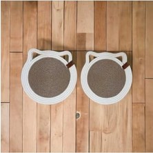 Esranın Dünyası 2'li Ekru Hasır Mini Kedi ve Köpek Mama Paspası Hasır Paspas Evcil Hayvan Su Kabı Mama Kabı Mama Matı - 25X25CM