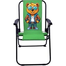 Esranın Dünyası Gözlüklü Maskot Ayı 2-6 Yaş Lüx Çocuk Piknik Sandalyesi-Ni Kamp Sandalyesi-Yeşil