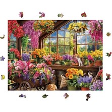 Esranın Dünyası Ahşap Puzzle Yetişkin - Çiçek Serası - 450 Parça, 29 x 39 cm - Yapıştırıcı Folyo Dahil - Benzersiz Şekilli Parçalar & Özel Figürler - R1-36
