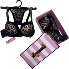 Victoria's Secret Victoria"s Secret Leopar Desenli Push Up Set Alt Üst Dolgulu Sütyen ve Külot Takım 2"li Set