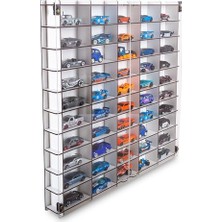 Esranın Dünyası Pleksi Kapaklı 1/64 Ölçek 50ARAÇ Hotwheels Matchbox Metal Araç Uyumlu Model Oyuncak Araba Rafı-Beyaz