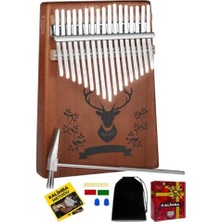 Esranın Dünyası Midex KLX-456 Hakiki Maun Ağacı Kalimba 17 Çelik Tuşlu (Türkçe Metod Çanta Çekiç)
