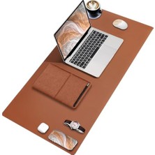 Esranın Dünyası Black Deer Pu Deri Mouse Pad Dikişli Kenar Dayanıklı Büyük Boy Çift Yönlü Kullanım Ofis Masa Matı Sümen(Kahverengi, 90X40 Xl)
