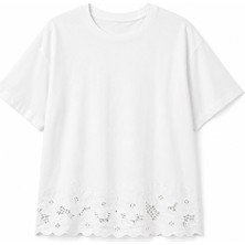 Zelish My Sister Ekru Etek Ucu Beyaz Iş Tshirt