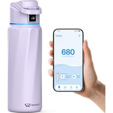 Esranın Dünyası Boost Akıllı Su Şişesi, Hatırlatıcı ve Izleyici, Çift Duvarlı Vakum Yalıtımlı Şişeler Paslanmaz Çelik, 32 Oz Bpa Içermeyen Geniş Ağız, Spor Salonu, Ofis, Okul Için - Ideal Hediye, Mor