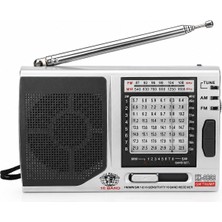 UltraTekno KK-9803 Dünya Radyosu 10 Bantlı Fm Am Sw Radyo Deprem Radyosu Kamp ve Acil Durum Radyosu Kulaklık Girişli Taşınabilir Radyo