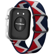FirstModel Huawei Watch Fit 3,4,5 Pro Örgü Bant Kordon, Pim Çevirici Aparatlı Pimli Zigzag Lacivert Gri Kırmızı