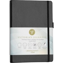 Esranın Dünyası Venzi Sert Kapaklı Lastikli Tarihsiz Çizgili Defter 14X20 cm Kalın Yapraklı Siyah