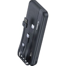Sepet Dolusu® 10000 Mah Micro Type-C USB Lightning 4 Kablolu Hızlı Kablosuz Şarj Powerbank