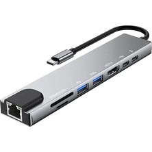 Air 8in1 Type-C Port Çoklayıcı Hub Dönüştürücü Ekstra USB HDMI Micro Sd Özellikli