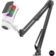 Skygo Profesyonel Ayarlanabilir Masa Kolu Askılı Rgb Mikrofon 192 Khz / 24BIT Type-C - Beyaz M835W