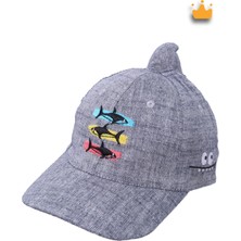 Baby Hola 1-3 Yaş 50CM Erkek Bebek Çocuk Yazlık Baby Shark Desenli Ayarlanabilir Şapka Kep Antrasit Y2311004