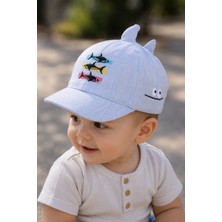 Baby Hola 1-3 Yaş 50CM Erkek Bebek Çocuk Yazlık Baby Shark Desenli Ayarlanabilir Şapka Kep Antrasit Y2311004