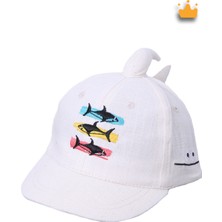 Baby Hola 1-3 Yaş 50CM Erkek Bebek Çocuk Yazlık Baby Shark Desenli Ayarlanabilir Şapka Kep Antrasit Y2311004