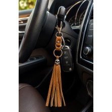 Karabinalı Anahtarlık Deri Araba Anahtarlığı Çanta Süsü Hakiki Deri Çanta Aksesuarı Unisex 26 cm
