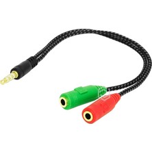  frisby fa-6632ac 2 x 3.5mm stereo dişi - 4pin 3.5mm stereo erkek y kablo