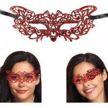 MiraLive Kırmızı Dantel Masquerade Maskesi 9 No