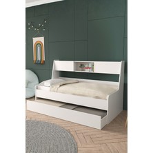 Setay Yavrulu Karyola, Viyole Kapaklı, Kitaplıklı Yavrulu Karyola - 90X200