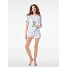 Koton Baskılı Şortlu Pamuklu Pijama Takımı