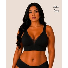 Intive Lingerie Intive Curvy Önü Transparan Güpür Dantelli V Yaka Dikişsiz Büyük Beden Sütyen (Xl-4xl)