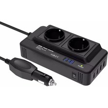 Esranın Dünyası 200W Araba Güç Çevirici Dc 12V Ac 220V Dönüştürücü 2 Ac Çıkışlı 4 USB Bağlantı Noktası Açma/kapatma Anahtarı Koruma Telefon Dizüstü Bilgisayar Için Taşınabilir Araç Şarj Adaptörü Elektrik