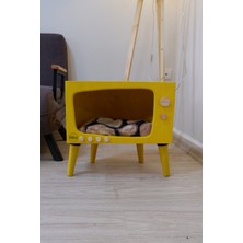 HunCar Vintage Tv Görünümlü Ahşap Kedi Evi El Yapımı