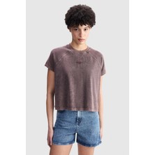 Ecko Unltd. Ecko Red Paısley Loose Fit Bisiklet Yaka Nakışlı %100 Pamuk Kadın Kahverengi Tshirt