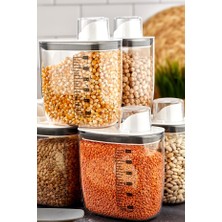 Esranın Dünyası 1 Adet Beyaz Kapaklı Vakumlu Erzak Saklama Kabı, Sızdırmaz Ölçekli Deterjan ve Kuru Bakliyat Kabı, 1300 Ml, Çok Amaçlı Mutfak Düzenleyici (1, Beyaz Kapaklı, 1300 Ml)