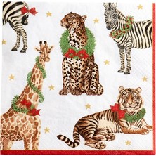 Caspari Wild Christmas Ivory Napkin Luncheon