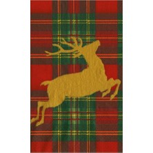 Caspari Reindeer Tartan Red Dinner Napkins - Includes 15 Dinner Napkins