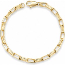 Serelya cm Kare Halka Model Gold Renk Pirinç Kadın Bileklik