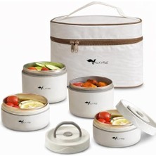 Esranın Dünyası 4 Gözlü Paslanmaz Çelik Isı Yalıtımlı Yemek Kabı Seti Çantalı 304 Steel 2x 420ML + 2x 550ML