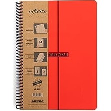 Esranın Dünyası Infinity Primary Serisi, A4, 6 Konulu (3 Kareli, 3 Çizgili) 180 Yaprak Pp Kapaklı Spiralli Defter, Kırmızı
