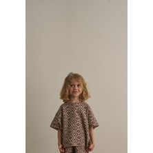 Oh la la Koala For Little Ones Kahverengi Boho Bloom Serisi Waffle T-Shirt
