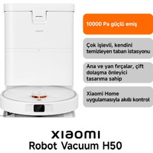 Robot Vacuum H50 Beyaz Akıllı Robot Süpürge + Paspas - 10000 Pa Emiş Gücü ( Xiaomi Tr Garantili)