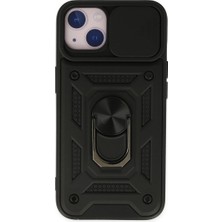 Aslanoğlu Store Apple Iphone 14 Kılıf Pars Lens Yüzüklü Silikon - Siyah