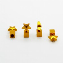 Oto Aksesuarcım Yıldızlı Alüminyum Sibop Kapağı 4\\\'lü Set Gold