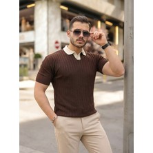 Sun & North Sun&north Erkek Yaka Detaylı Desen Dokulu Triko Tişört