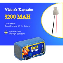 Ümit Maker Dibea D960 Robot Süpürge 3200 Mah Batarya