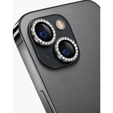 Arkay iPhone 15 / 15Plus Uyumlu Parlak Taşlı Kamera Koruma Lens Koruyucu Temperli Cam
