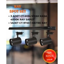 Cata Babil Ray Spot Set | 3 Adet CT-5334 Siyah Kasa 4000K Spot + 1 Adet CT-9720 Ray