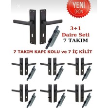 Efaks ( 7 Takım ) Avanti Mat Siyah Aynalı Kapı Kolu 3ARTI1 Daire Seti / 5 Oda ve 2 Wc / Full Set