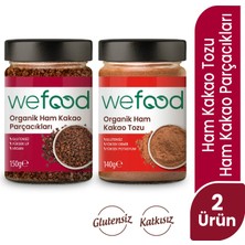 Wefood Organik Ham Kakao Tozu 140 gr ve Organik Ham Kakao Parçacıkları 150 gr Glutensiz ve Vegan 8681749103078