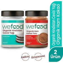 Wefood Organik Hindistan Cevizi Yağı 300 ml + Organik Ham Kakao Tozu 140 gr