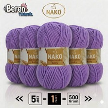 Nako Süperlambs Bulky- 867 Erguvan- 5'li Paket - 100GR/100M - El Örgü Ipi - Hırka, Kazak, Şal, Bere, Atkı Ipi